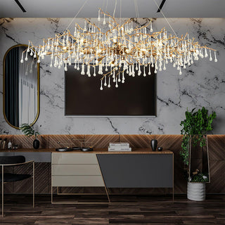 Lustra Lustre Branches en Laiton et Cristal