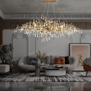 Lustra Lustre Branches en Laiton et Cristal