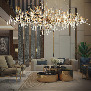 Lustra Lustre Branches en Laiton et Cristal