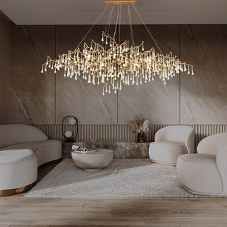 Lustra Lustre Branches en Laiton et Cristal