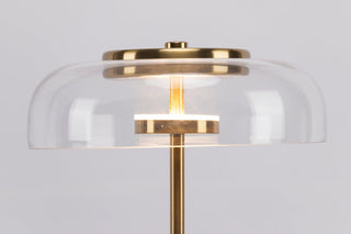 Rinelette Lampe de Table Verre Clair Ombrelle Bois Base