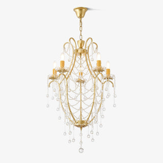 Lustra Lustre Cage à Oiseaux avec Gouttes en Verre