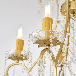 Lustra Lustre Cage à Oiseaux avec Gouttes en Verre