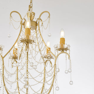 Lustra Lustre Cage à Oiseaux avec Gouttes en Verre