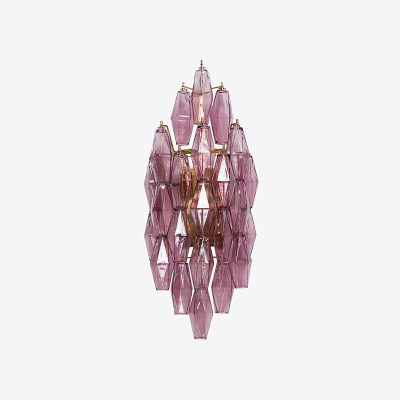 Biscayne Polyhedral Glass Sconce in a smoke grey finish.