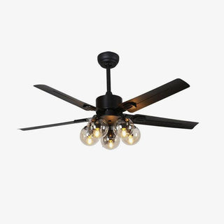 Zazoren Plafonnier Verre Noir Vintage Ventilateur de plafond