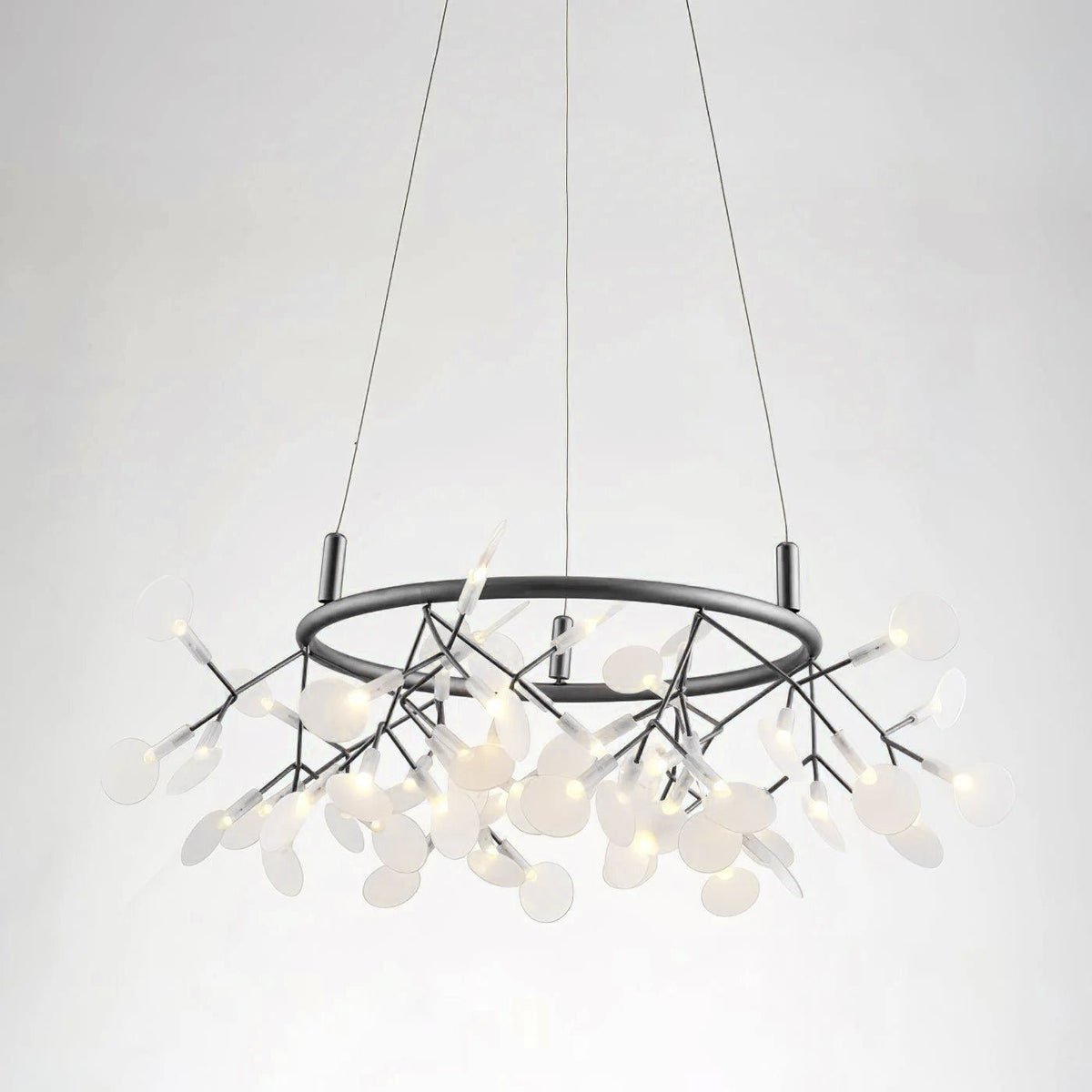 Fioriora Lustre Noir Anneau Branche Luciole