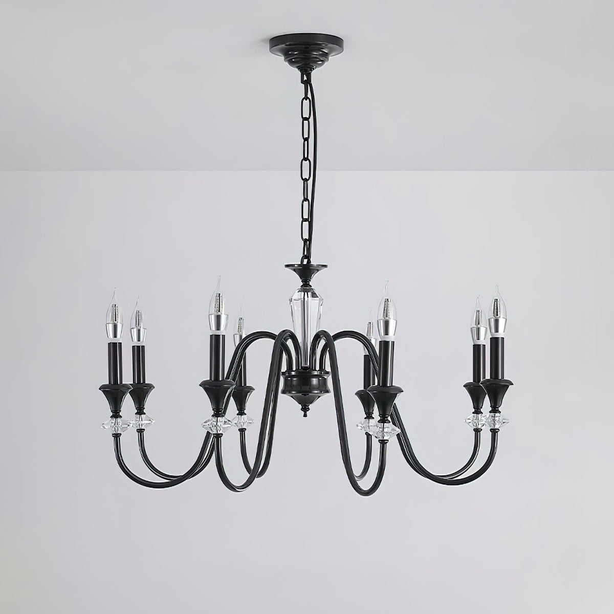 Linalis Lustre Noir & Cristal Candelabre