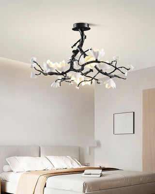 Lustra Suspension Lampe Arbre Noir et Cuivre avec Fruits Sauvages