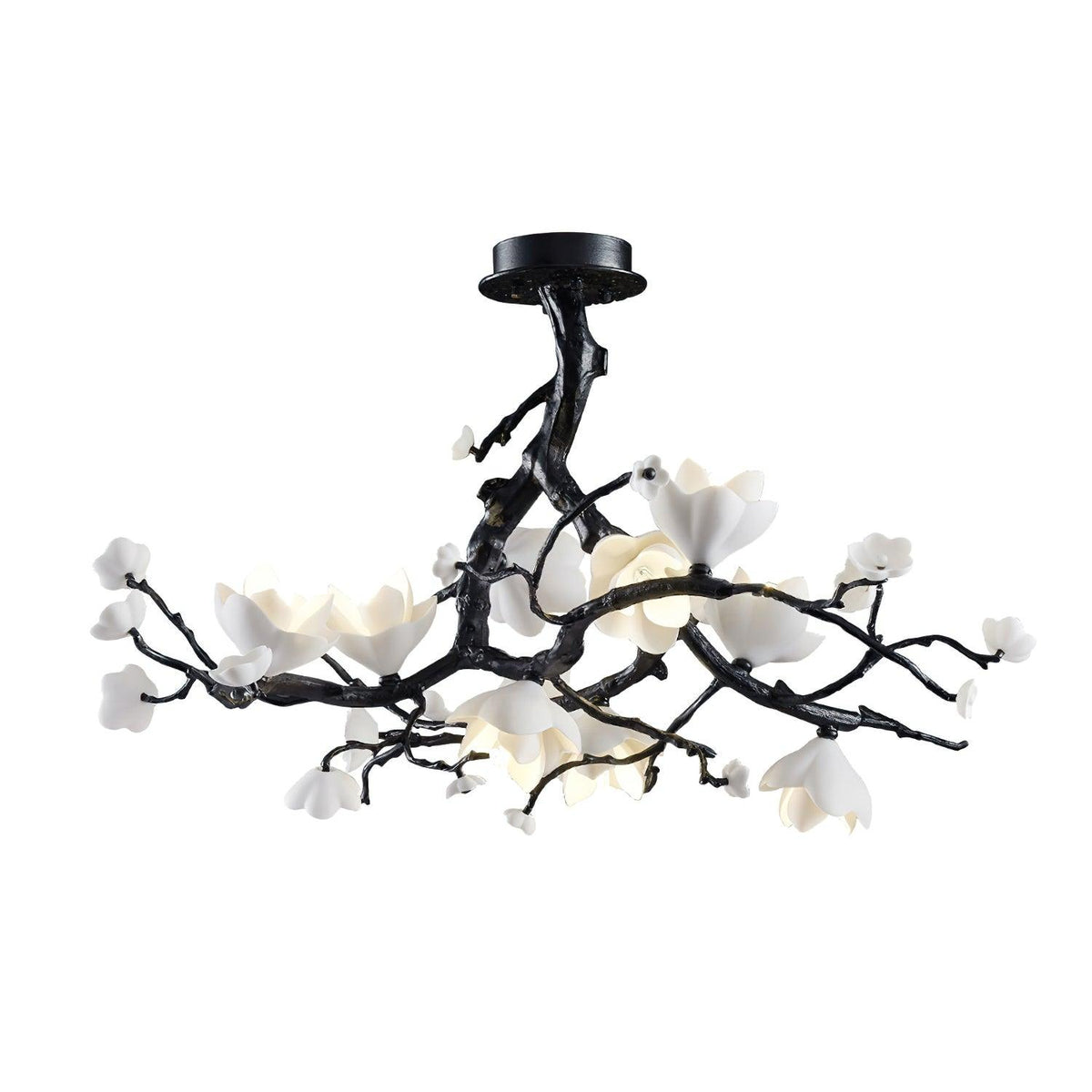 Iseleria Suspension Lampe Arbre Noir et Cuivre avec Fruits Sauvages