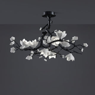 Lustra Suspension Lampe Arbre Noir et Cuivre avec Fruits Sauvages