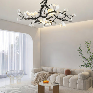 Lustra Suspension Lampe Arbre Noir et Cuivre avec Fruits Sauvages