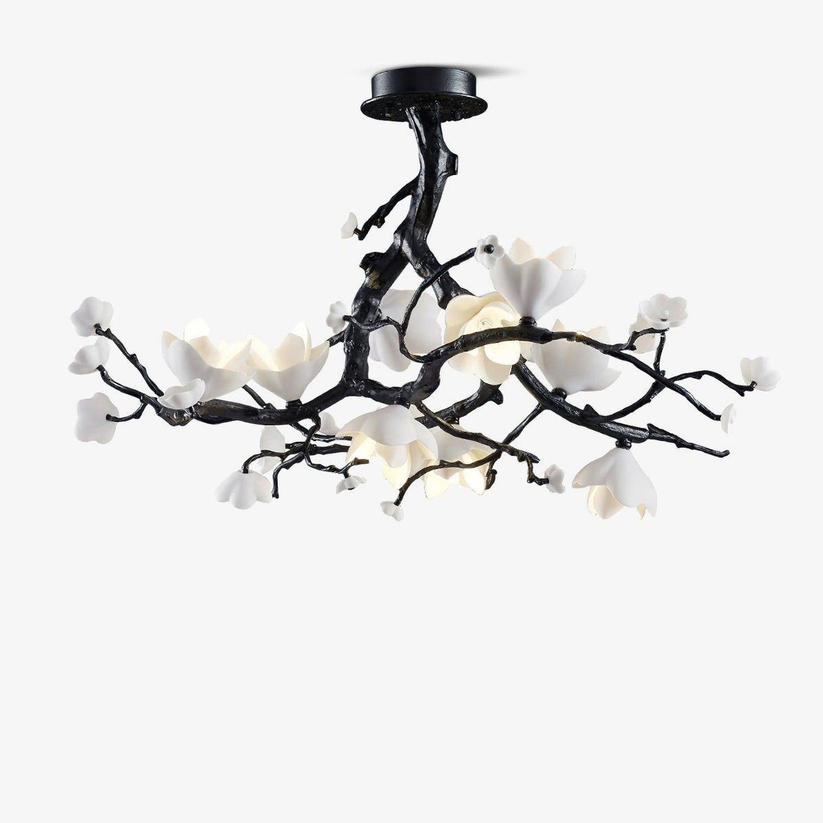 Iseleria Suspension Lampe Arbre Noir et Cuivre avec Fruits Sauvages