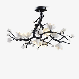 Lustra Suspension Lampe Arbre Noir et Cuivre avec Fruits Sauvages