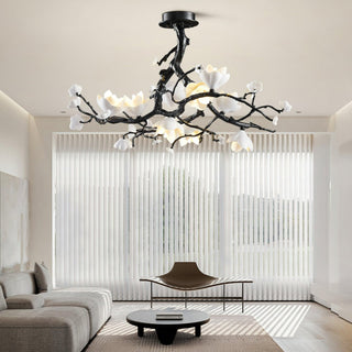 Lustra Suspension Lampe Arbre Noir et Cuivre avec Fruits Sauvages