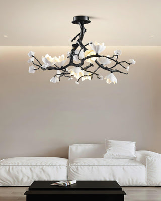 Lustra Suspension Lampe Arbre Noir et Cuivre avec Fruits Sauvages