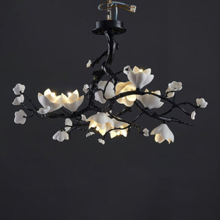 Lustra Suspension Lampe Arbre Noir et Cuivre avec Fruits Sauvages