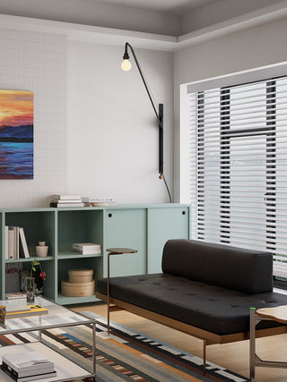Black Long Arm Wall Lamp-Neutral Decor
