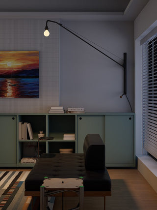 Black Long Arm Wall Lamp-Neutral Decor