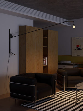 Black Long Arm Wall Lamp-Neutral Decor