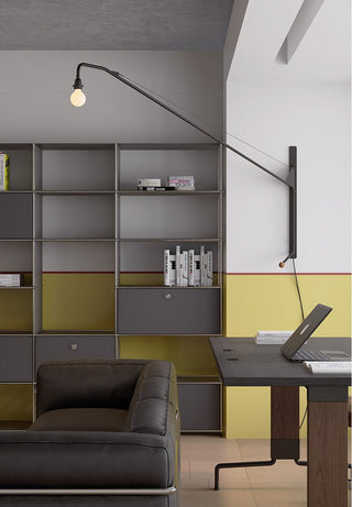 Black Long Arm Wall Lamp-Neutral Decor
