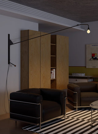Black Long Arm Wall Lamp-Neutral Decor