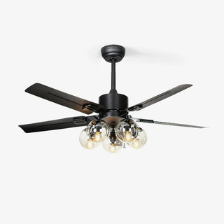 Zazoren Plafonnier Verre Noir Vintage Ventilateur de plafond