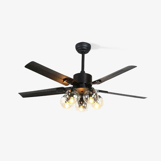 Zazoren Plafonnier Verre Noir Vintage Ventilateur de plafond