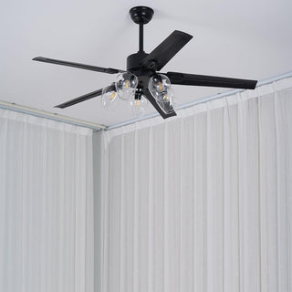 Zazoren Plafonnier Verre Noir Vintage Ventilateur de plafond