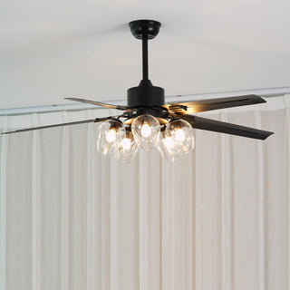 Zazoren Plafonnier Verre Noir Vintage Ventilateur de plafond