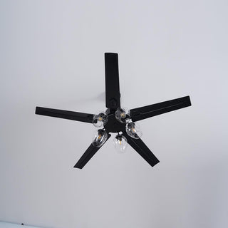 Zazoren Plafonnier Verre Noir Vintage Ventilateur de plafond
