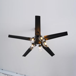 Zazoren Plafonnier Verre Noir Vintage Ventilateur de plafond