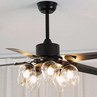 Zazoren Plafonnier Verre Noir Vintage Ventilateur de plafond
