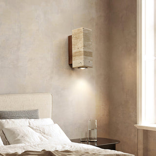Celore Cylindre-Bois Travertin Luminaire Mural