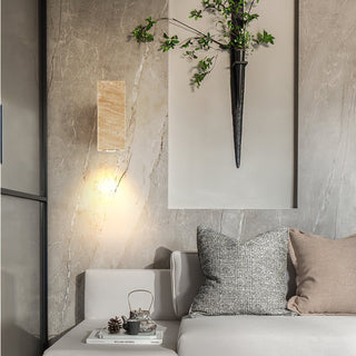 Celore Cylindre-Bois Travertin Luminaire Mural
