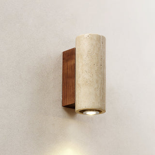 Celore Cylindre-Bois Travertin Luminaire Mural