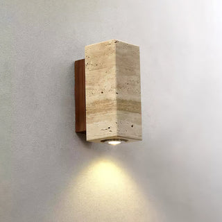 Celore Cylindre-Bois Travertin Luminaire Mural