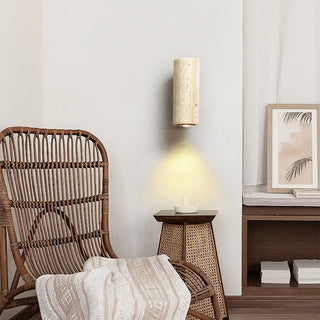 Celore Cylindre-Bois Travertin Luminaire Mural