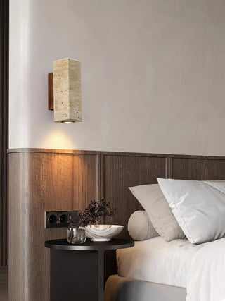 Celore Cylindre-Bois Travertin Luminaire Mural