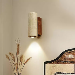 Celore Cylindre-Bois Travertin Luminaire Mural