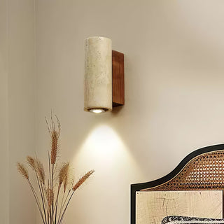Celore Cylindre-Bois Travertin Luminaire Mural