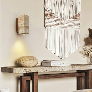 Celore Cylindre-Bois Travertin Luminaire Mural