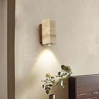 Celore Cylindre-Bois Travertin Luminaire Mural