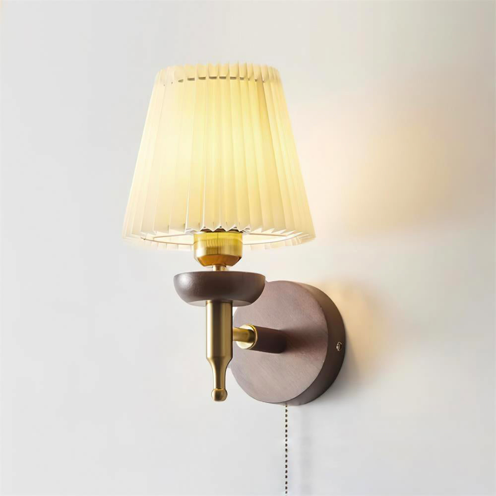 Blixen Wall Lamp Fabric Classic Gold Walnut Bedroom-Neutral Decor