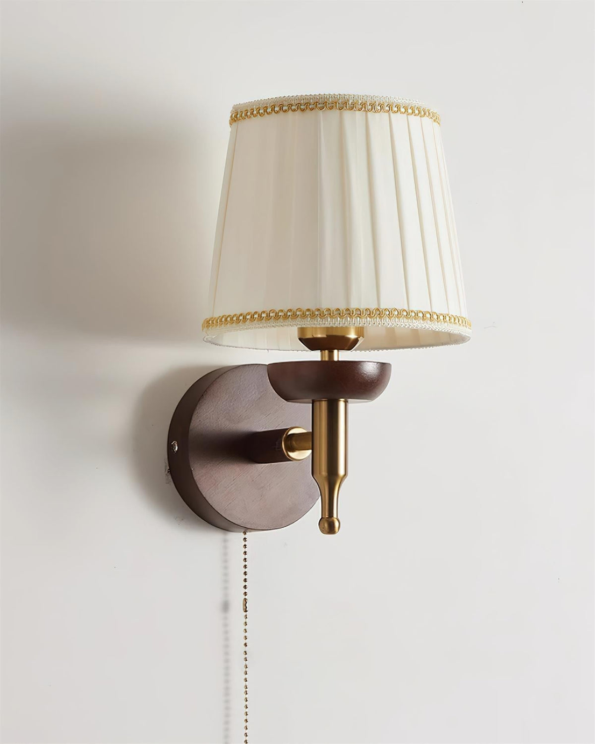Blixen Wall Lamp Fabric Classic Gold Walnut Bedroom-Neutral Decor