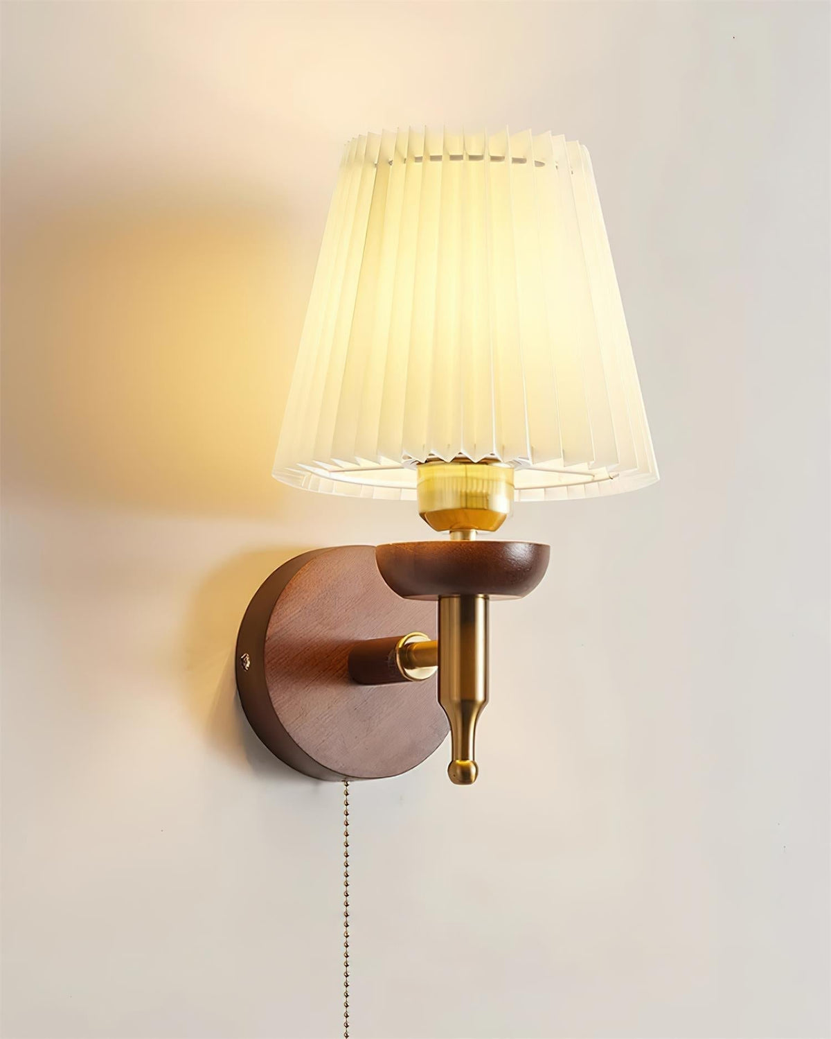 Blixen Wall Lamp Fabric Classic Gold Walnut Bedroom-Neutral Decor
