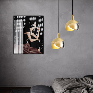 Solara Suspension Demi Dôme Globe Mid Century