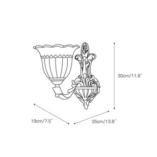 Sifuvyd Luxe Fleur Laiton Verre Métal Applique Murale