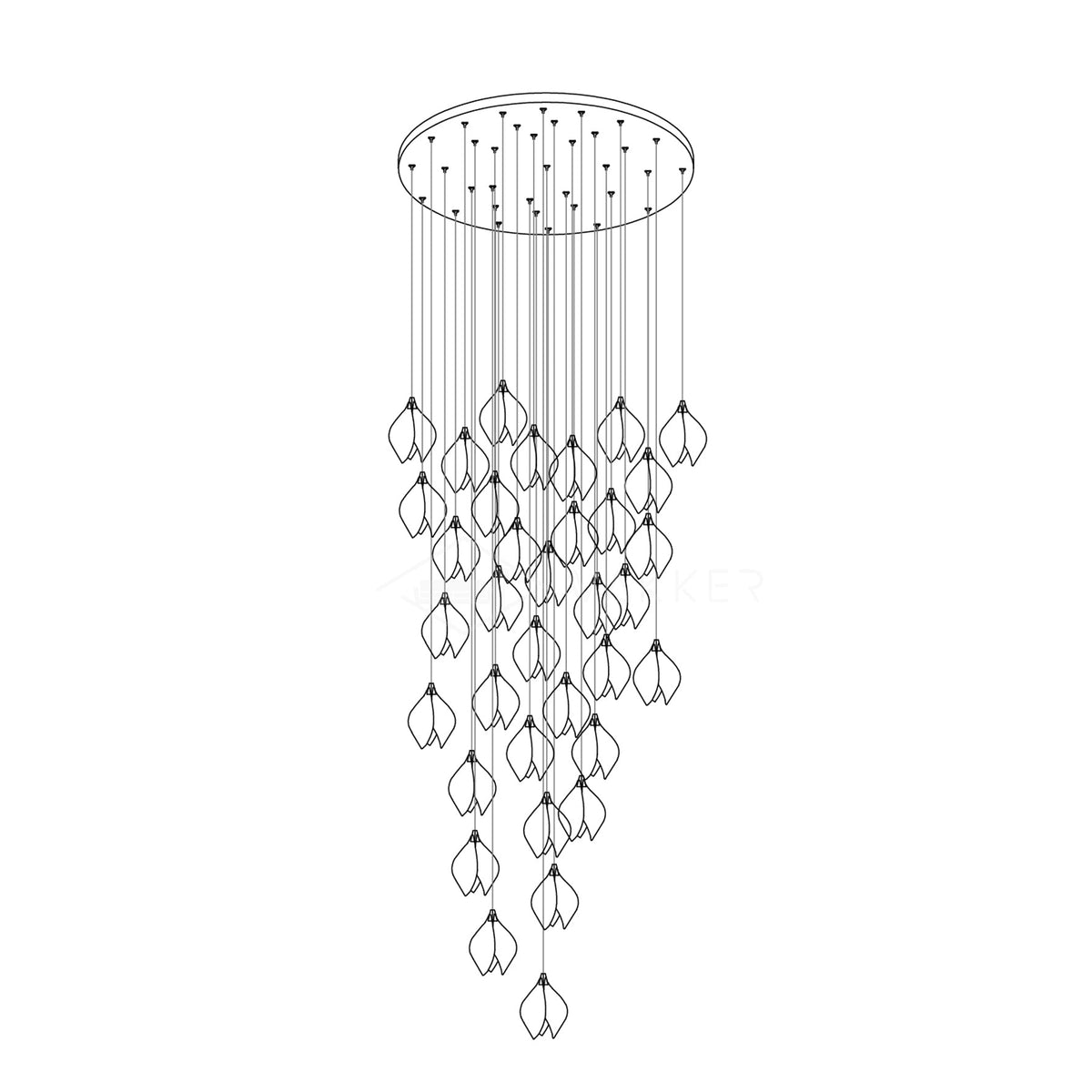 Galiel Suspension Lampe Céramique Florale Blanche
