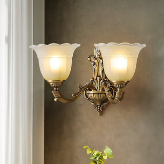 Sifuvyd Luxe Fleur Laiton Verre Métal Applique Murale